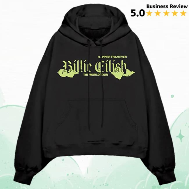 Official Interscope Records Billie Eilish Merch Store World Tour Black Popover Sweatshirt Billie Eilish Apparel Clothing Shop