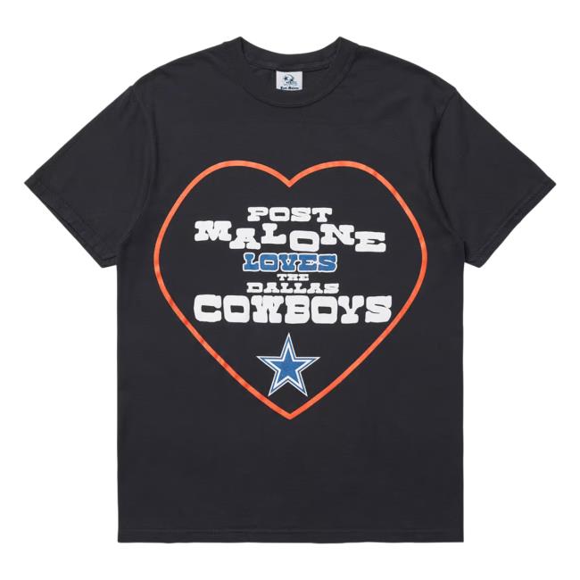 Post Malone Cowboys Post Malone + Dallas Cowboys Love Post T-Shirts