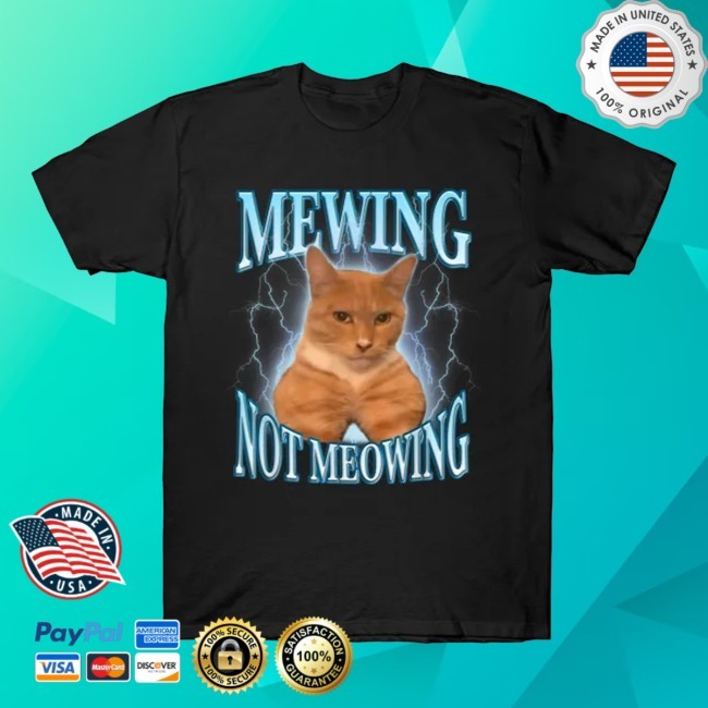 Can't Talk I'm Mewing Tee Shirt Funny Cat Meme