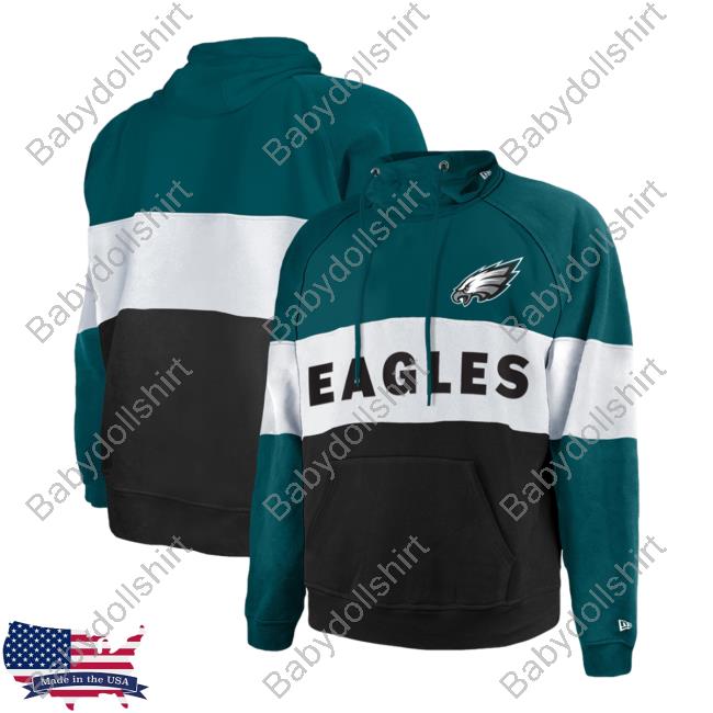 Official PhiladelphiaEagles Clothing Merch Store Shop New Era Midnight Green Philadelphia Eagles Big & Tall Current Colorblock Sweater