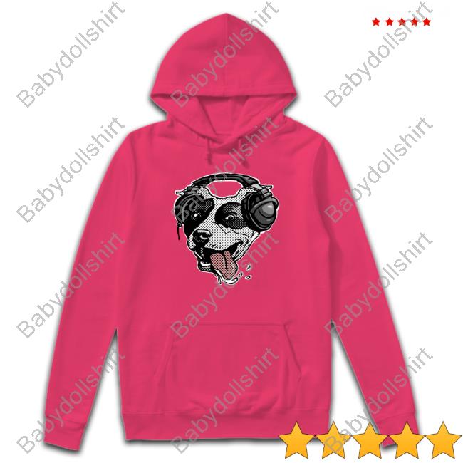 Official Cute Pit Bull Dog With Music Headphones Shirt