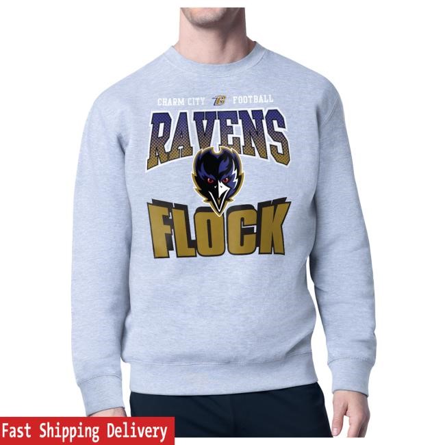 Official NFL Apparel Men's Baltimore Ravens Starter Gray Comic Style Crew Neck Sweatshirt ArizonaCardinals