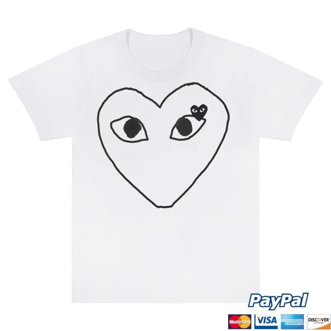 Official Forrest Comme Des Garcons Store Shop PLAY White Shirt Black Heart Outline and Emblem Comme des Garçons