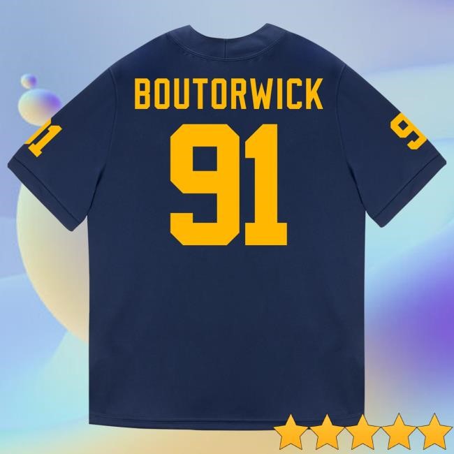 The M Den Michigan Wolverines #91 Evan Boutorwick Student Athlete Blue Football Jersey Shirts