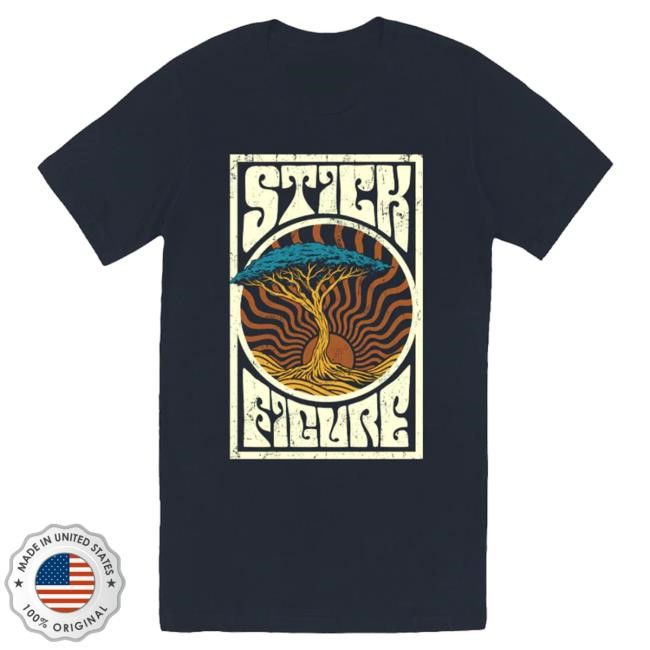 Stick Figure Sunrise Tree Hot Shirt (Navy) Stick Figure Merch Store Official