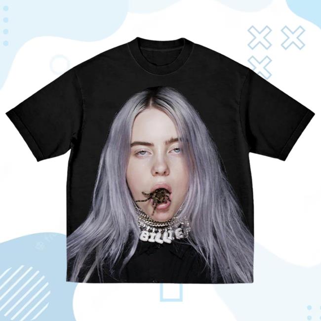 Official Interscope Records Billie Eilish Merch Store Billie Eilish Tarantula Mouth T-Shirt Billie Eilish Apparel Clothing Shop