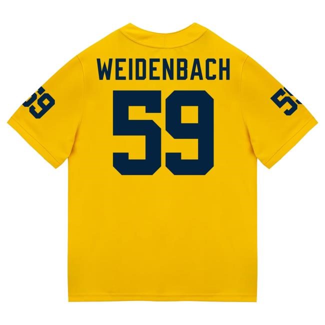 Michigan Wolverines #59 John Weidenbach Student Athlete Maize Football Jersey Hot Shirt The M Den Shop