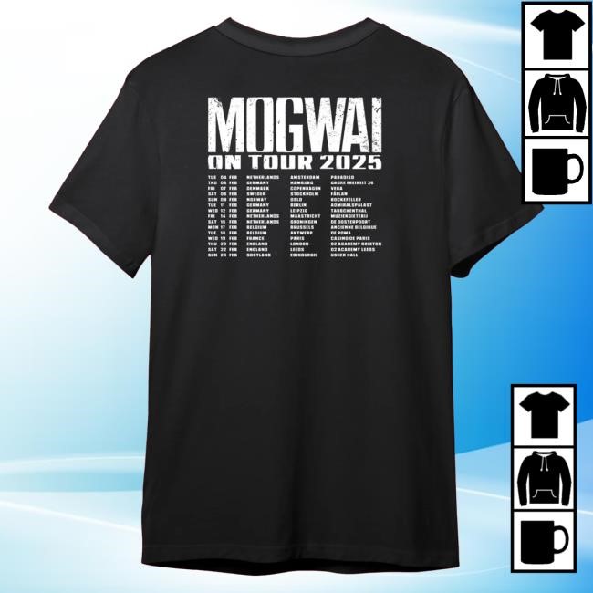Official Mogwai Merch Mogwai The Bad Fire | Black Logo Tour Tees