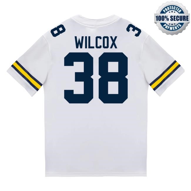 The M Den Michigan Wolverines #38 Bryce Wilcox Student Athlete White Football Jersey T Shirt