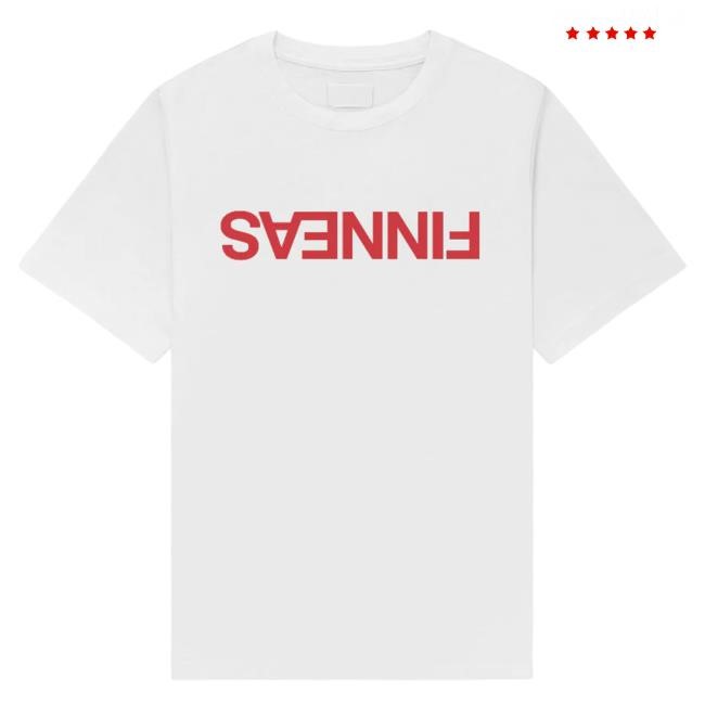 Finneas Upside-down FINNEAS Logo White Tee Shirt - Finneas Merch Store
