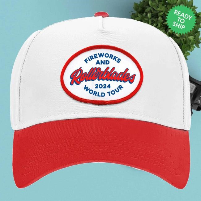 Benson Boone Official Merch Store Rollerblades Tour Red Brim Dad Hat Benson Boone Clothing Shop Bensonboone