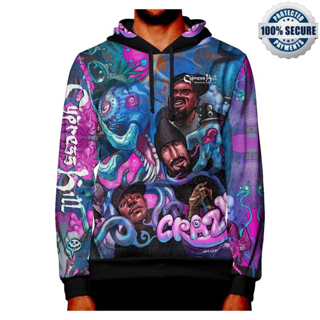Official Cypress Hill Merch Aop Cypress Hill Crazy All Over Print Hood CypressHill