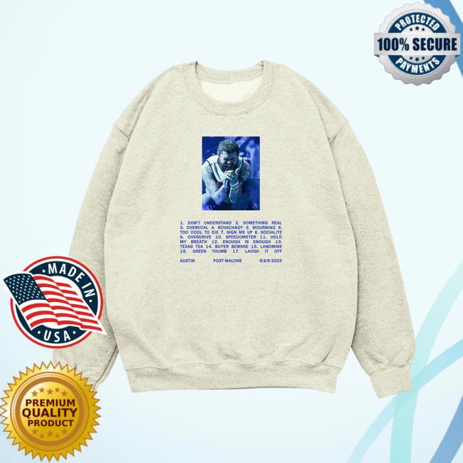 Official Post Malone Merchandise Tracklist Shirts