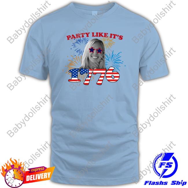 Official Marjorie Taylor Greene Merch Party Like It's 1776 White Shirts