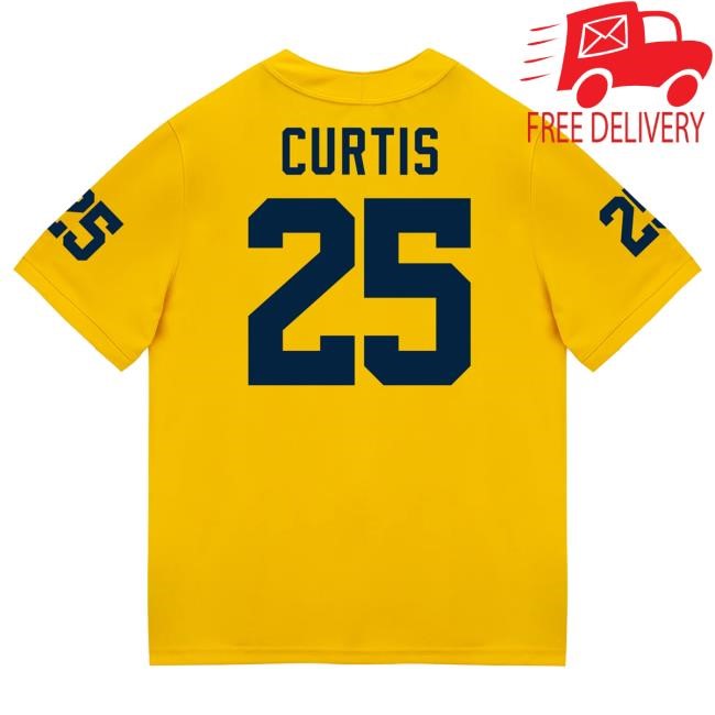 Michigan Wolverines #25 Mason Curtis Student Athlete Maize Football Jersey Shirt The M Den Shop