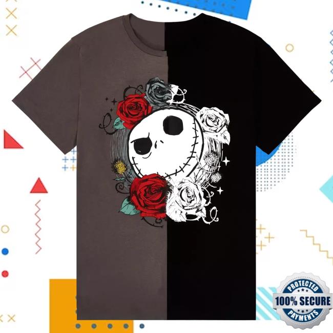 Official Box Lunch Clothing Shop Store Disney The Nightmare Before Christmas Jack Skellington Floral Split Color Block Popover Shirt Boxlunch Merch
