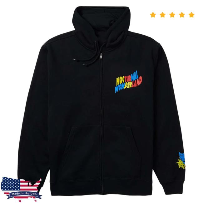 Official Insomniac Shop Merch Store InsomniacShop Nocturnal Wonderland Festival Hide And Seek Zip Up Hooded Sweatshirt
