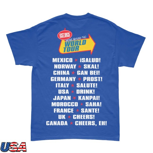 The Lost Bros Drink Around the World Tour - Warped Variant Shirt The Lost Bros Merch