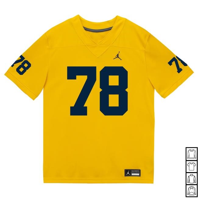 Michigan Wolverines #78 Lawrence Hattar Student Athlete Maize Football Jersey Shirt The M Den Shop