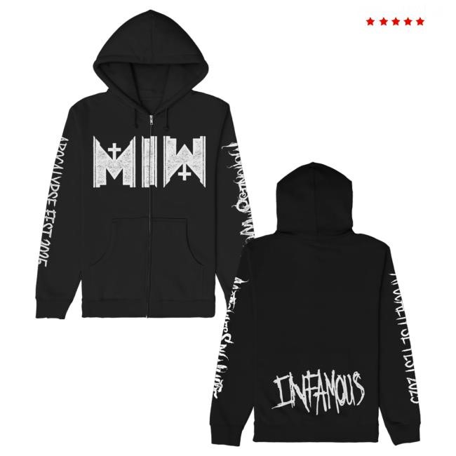 Official Motionless In White Merch Store Infamous Zip Up Hooded Sweatshirt (Black)