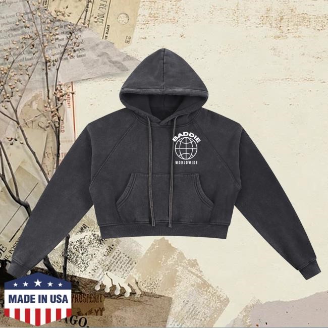Baddie Worldwide Snow Washed Hoodie For Everyday Fits Cropped Snow Washed Hoodie Made For Baddie Worldwide Fans