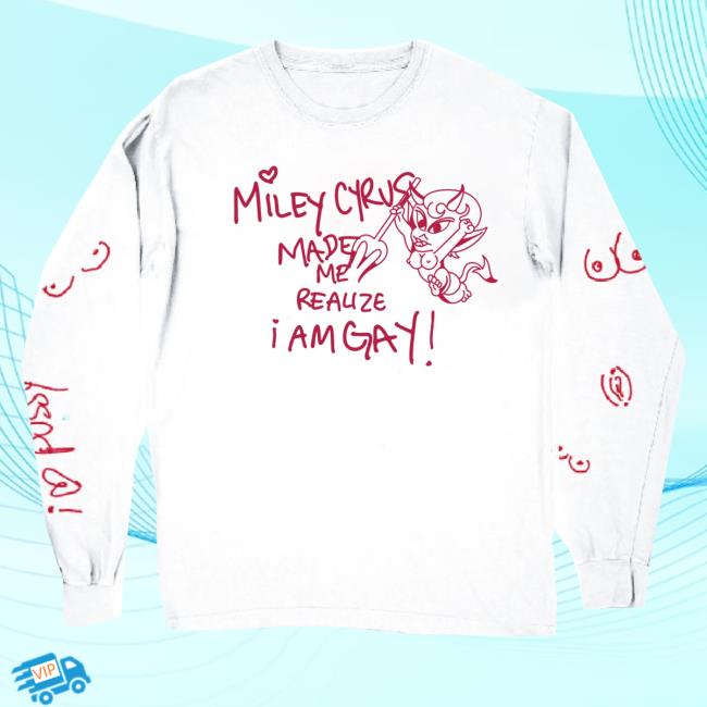 Official Merch Bar Miley Cyrus Merch Store Miley Made Me Gay Crew neck White MerchBar MileyCyrus Apparel Clothing Shop