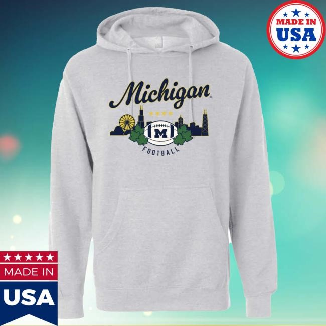 Michigan Wolverines Football Chicago Skyline Popover Hoodie The M Den Official Shop