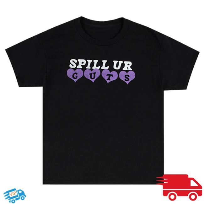 Official Olivia Rodrigo Shop 2024 youth spill ur GUTS T Shirt in Black