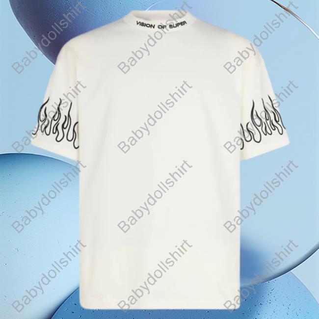 Official Vision Of Super White Shirt 2023 With Black Flames