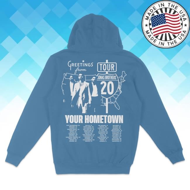 Official Jonas Brothers Greeting's From Your Hometown Tour Hooded Sweatshirt - Blue