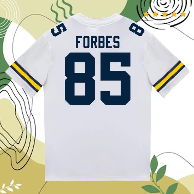 The M Den Michigan Wolverines #85 Logan Forbes Student Athlete White Football Jersey Top Shirt
