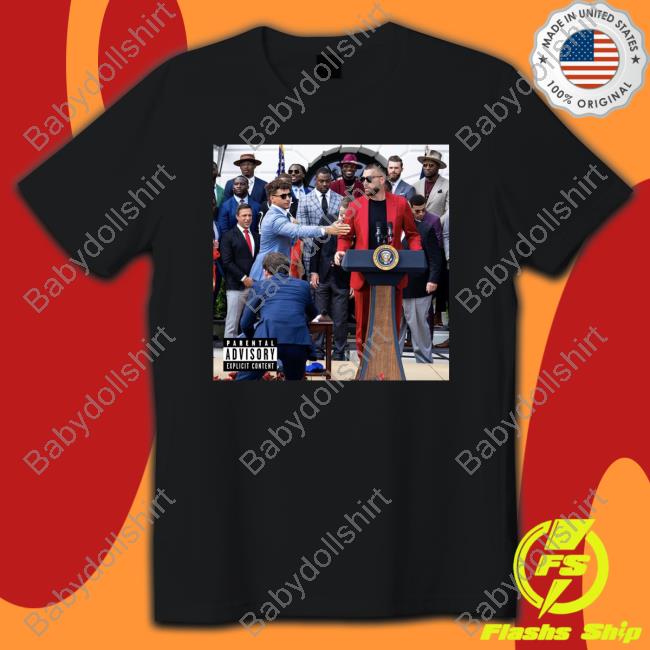 Patrick Mahomes And Travis Kelce On White House Podium Speech Shirt