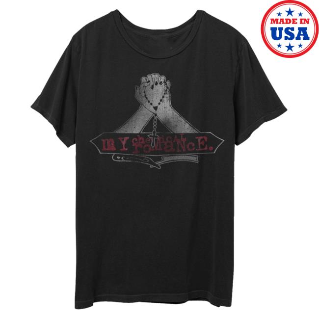 Official Mcr Merch Store Shop Warner Records My Chemical Romance Praying Hands Distressed Top Shirt WarnerRecords