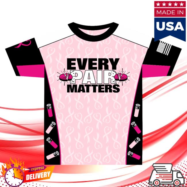 Clay Shootingg Every Pair Matters Sublimated Tees – Breast Cancer Awareness Tees Pink Crew Neck