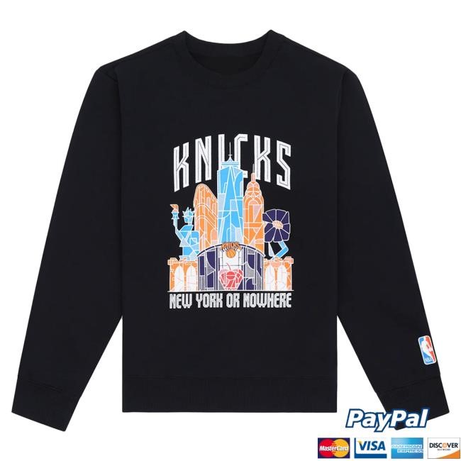 Official Msg Merch Store Shop New York Knicks NYON x Knicks Skyscraper Black Sweatshirts