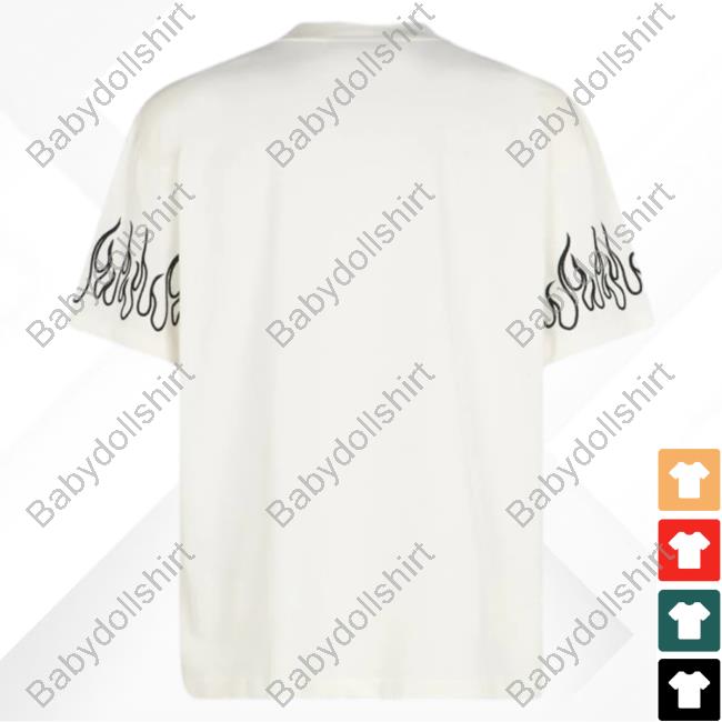 Official Vision Of Super White New Shirt With Black Flames Official Vision Of Super White Shirts With Black Flames