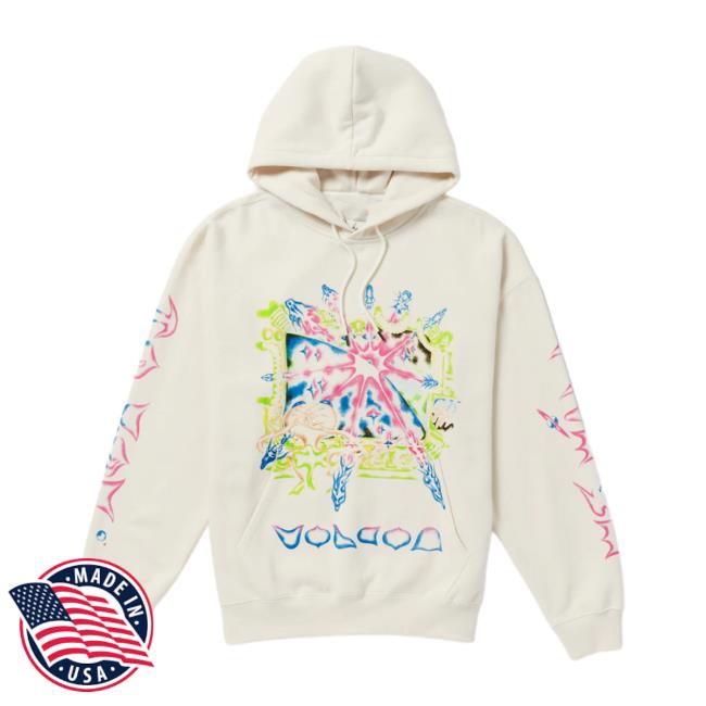 Official Volcom Stone Clothing Shop Store Featured Artist Sam Ryser Hoody Off White