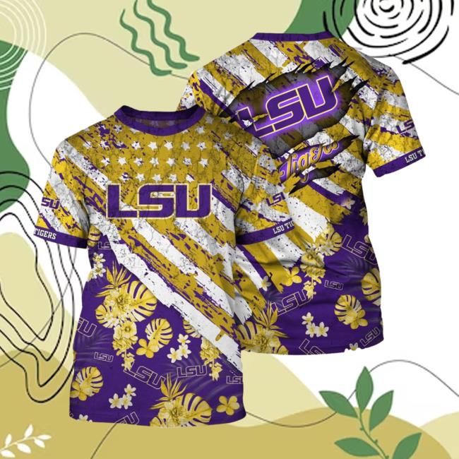 Official Lsu Tigers Tropical Flower Style And Flag All Over Printed 3D Hoody