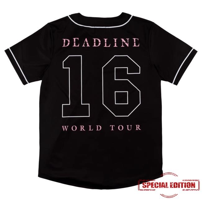 Deadline Tour Merch BLACKPINK 16 Baseball Jersey Black T Shirt | Blackpink Official Merch Store