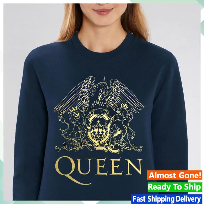 Official Queen Store Merrch Gold Crest On French Blue Crewneck Sweatshirt
