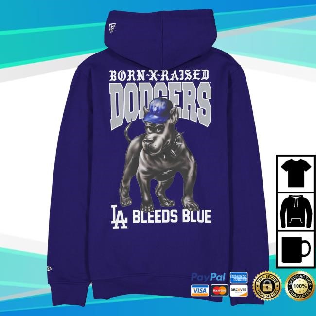 Official Born X Raised Merch Store Shop Born X Raised + Dodgers Dog Hoodie: Blue BornXRaised