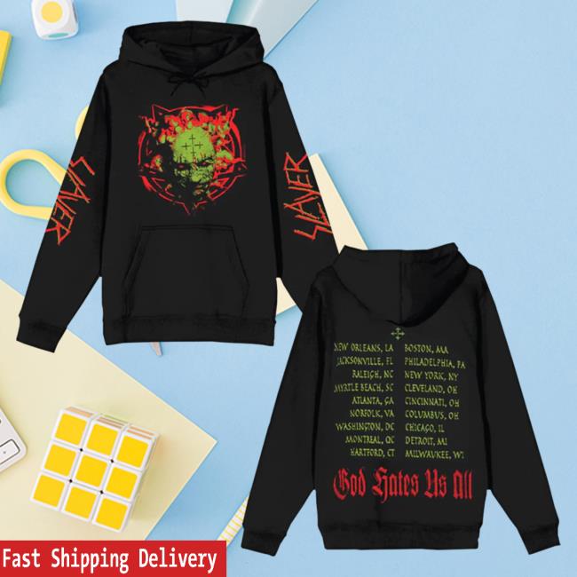 Official Slayer Clothing Store Shop Merch God Hates Us All Tour Hooded Sweatshirt