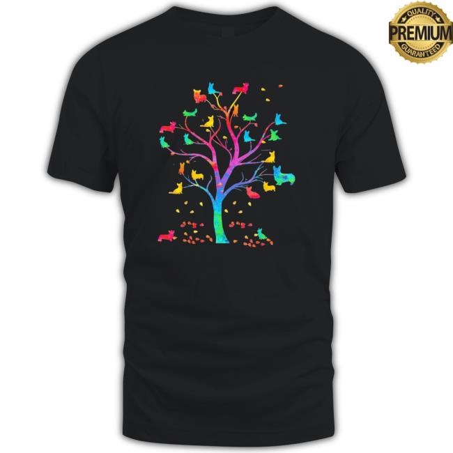 Corgi Dog Cute Tree Colorful T-shirt