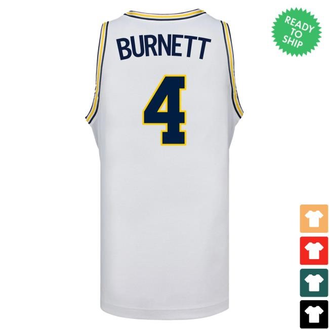 Michigan Wolverines #4 Nimari Burnett Student Athlete White Basketball Jersey Tees | The M Den Official Merch Store Shop
