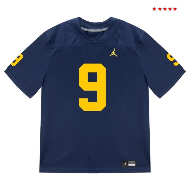The M Den Michigan Wolverines #9 Cameron Brandt Student Athlete Blue Football Jersey Hot Shirt
