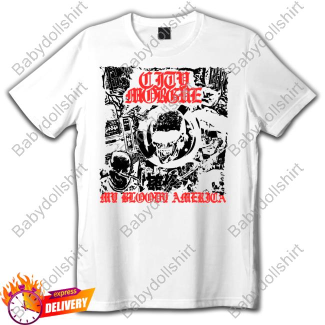 Official City Morgue Merch City Morgue My Bloody America Punk White Shirt Citymorgueofficial