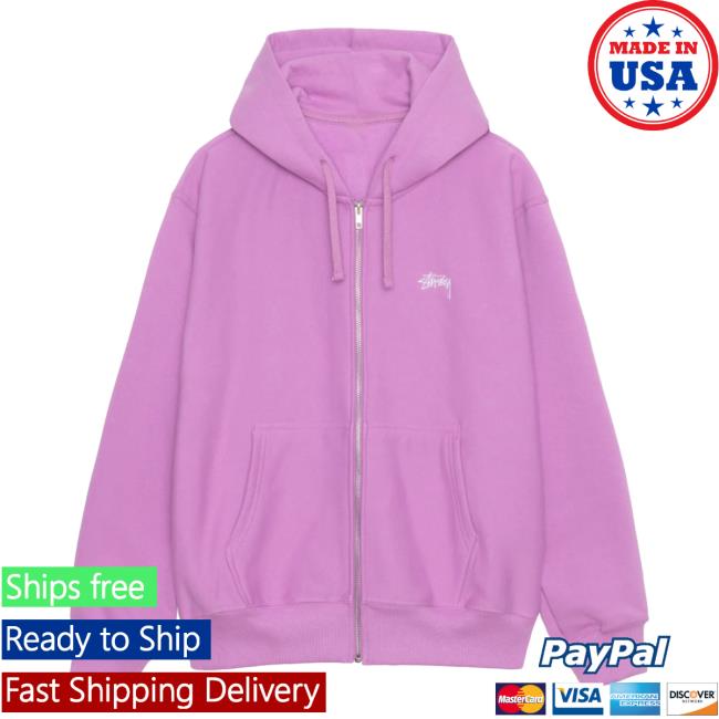 Official Stussy Clothing Store Shop Merch Stock Logo Zip Up Hoodies Violet Apparel