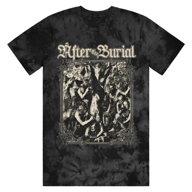 Official After The Burial Merch Flaying Crystal Wash Black Tie Dye Long Sleeve Shirt