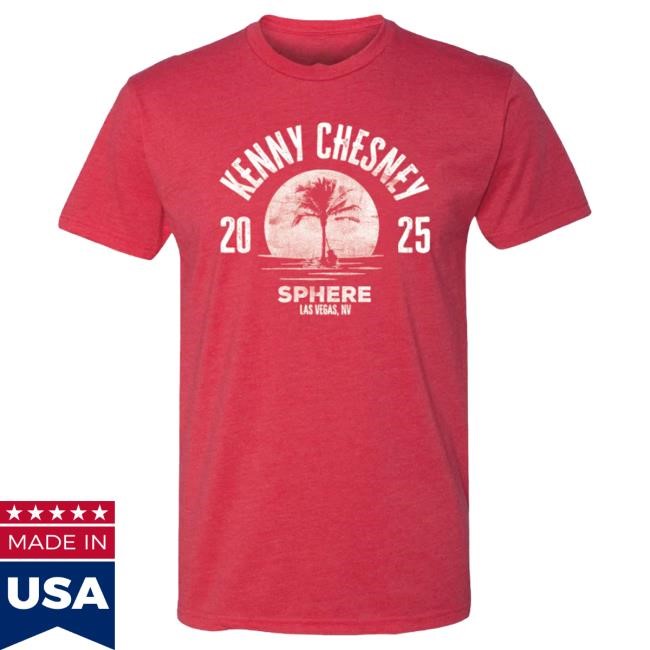 Official Kenny Chesney Store Palm Tree Sphere SS Shirts - Red