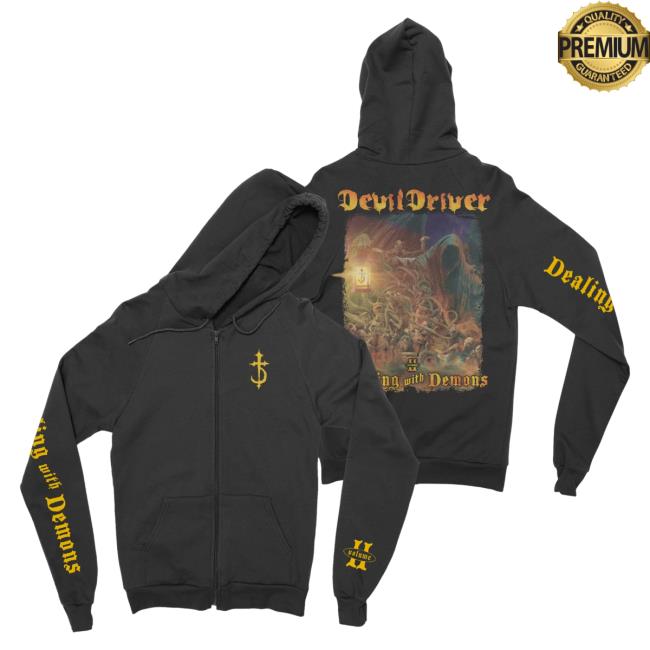 Official Night Shift Merch Store Devildriver - Dealing With Demons Ii Cross Zip-Up Sweaters NightShiftMerch